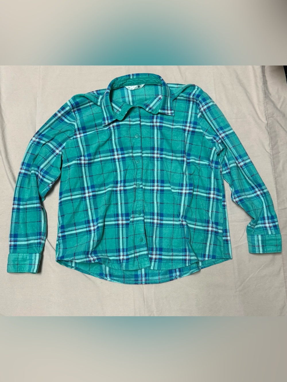 Riders by Lee Teal and Blue Plaid Button-Front Shirt